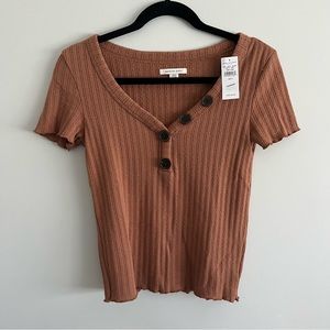 NWT American Eagle brown top with buttons size S